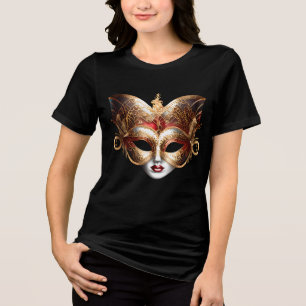 Camiseta Máscara de mascarada dourada, senhora elegante ver