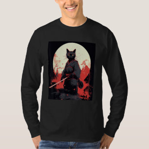 Camiseta Máscara de Ninja Gato Guerreiro Japonês Kitsune
