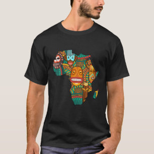 Camiseta Máscara de padrão afro-africano orgulhosa do mê