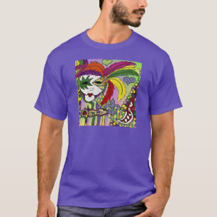 Camiseta Máscara de pena de Mardi Gras Psicodélica