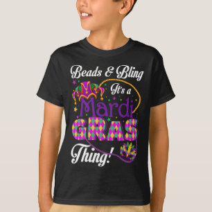Camiseta Máscara de penas e contas de Mardi Gras Jes