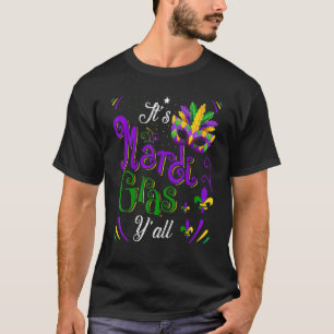 Camiseta Máscara de penas É Mardi Gras Y'all New Orleans C