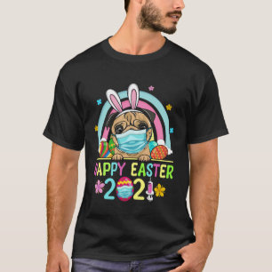 Camiseta Máscara de Pug Fofa Cesta de Ovo de Orelha de Coel