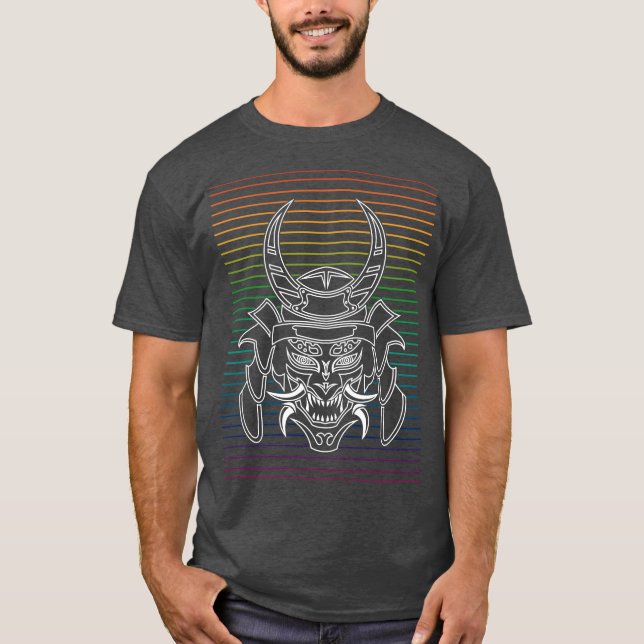 Camiseta Máscara de Samurai Branco Retro (Frente)