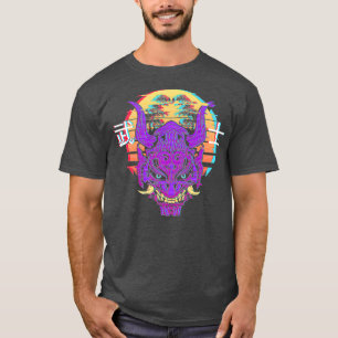 Camiseta Máscara De Samurai De Onda Simétrica Com Árvore Bo