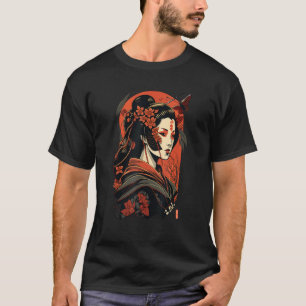 Camiseta Máscara de Samurai Geisha Tradicional Espada Japon