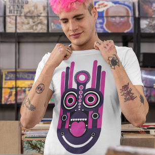 Camiseta Máscara De Tiki Puro E Rosa