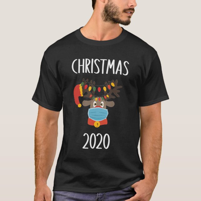 Camiseta Máscara de veado bonito, coincidindo com o Natal d (Frente)