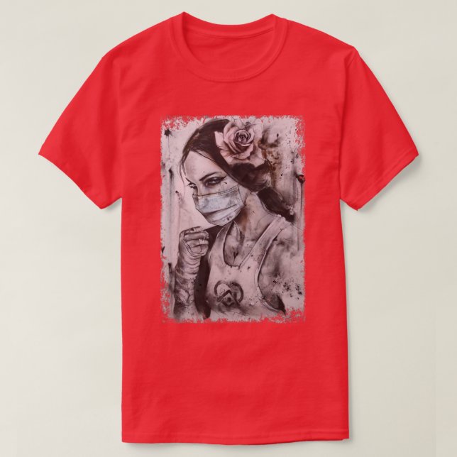 Camiseta Máscara do Guerreiro de Saúde (Frente do Design)