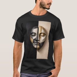 Camiseta Máscara Dualidade – Rosto Abstrato Geométrico Mode