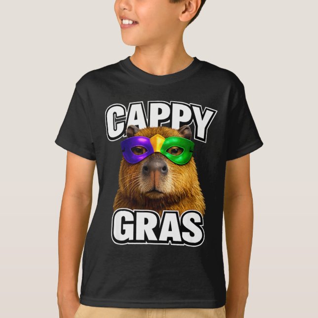 Camiseta Máscara engraçada de mardi gras capivara meme  (Frente)