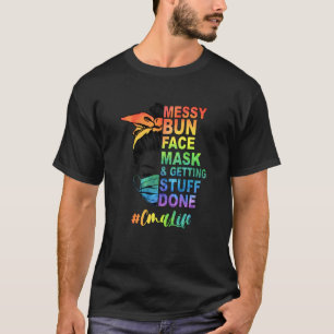 Camiseta Máscara Facial Coque Desgrenhado E Fazendo as Cois