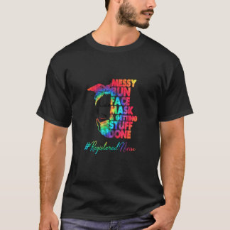 Camiseta Máscara Facial de Enfermeira Registrada com Coque