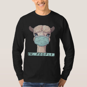 Camiseta Máscara Facial de Lhama Ew Pessoas Distanciamento
