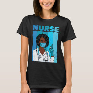 Camiseta Máscara Facial Uniforme de Enfermeira Preto Afro A
