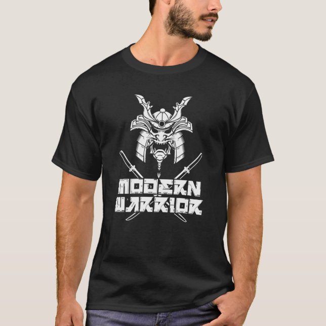 Camiseta Máscara Japonesa do Guerreiro Moderno Samurai (Frente)