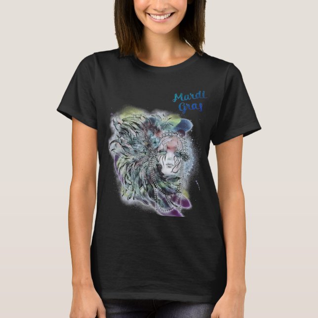 Camiseta MÁSCARA MARDI GRAS bonito (Frente)