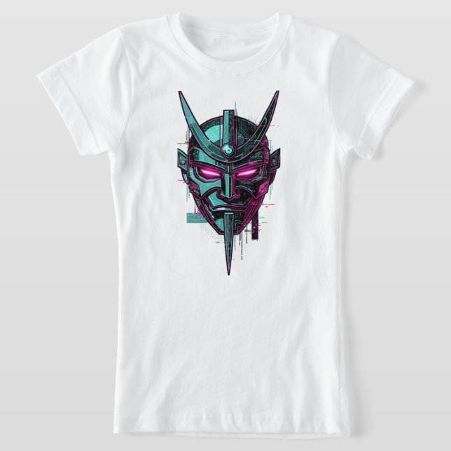 Camiseta Máscara Oni do Cyber-Samurai – Grap de Synthwave F (Postura )