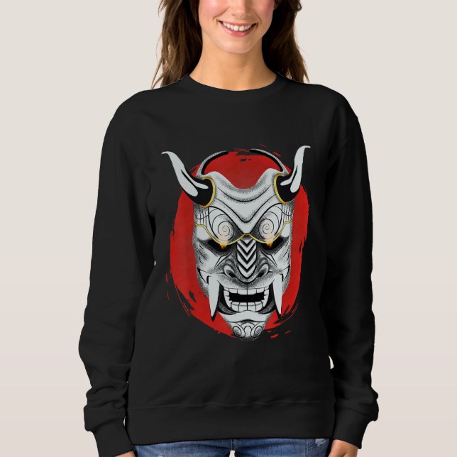 Camiseta Máscara Oni Vermelha Japonesa Antiga Lua Samurai O (Frente)