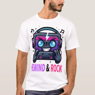 Camiseta Máscara Retro dos Anos 80 Cyberpunk Cassete Rebobi