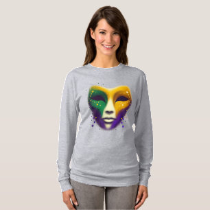 Camiseta Máscara roxa amarela verde de Mardi Gras