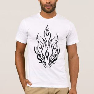 Camiseta Máscara Tribal de Chamas Escuras – Design de Arte 