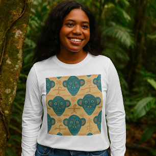 Camiseta Máscara Tribal - Padrão do Rosto Étnico Africano