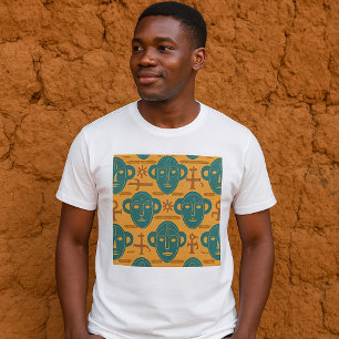 Camiseta Máscara Tribal - Padrão do Rosto Étnico Africano