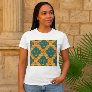 Camiseta Máscara Tribal Padrão Facial Étnico Africano