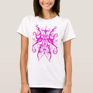 Camiseta Máscara Tribal Rosa Elegante Design Abstrato