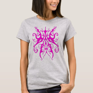 Camiseta Máscara Tribal Rosa Elegante em Design Abstrato