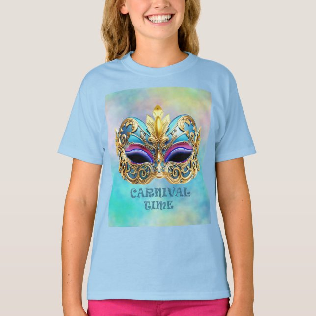 Camiseta Máscara Venectiana refinada em um fundo colorido (Frente)