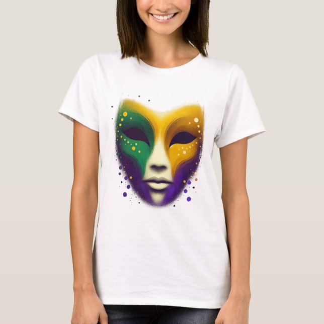 Camiseta Máscara verde-roxa Mardi Gras (Frente)