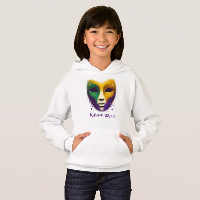 Camiseta Máscara verde-roxa Mardi Gras (Frente Completa)