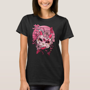 Camiseta Mascarada de Kitsunga Japonesa Raposa Homens Adole