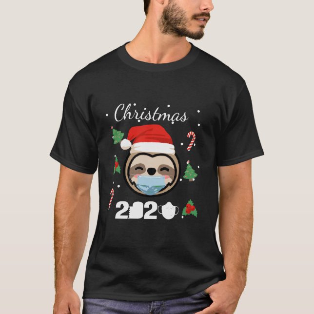 Camiseta Mascaramento de Vestida Larga Natal 2020 Matching  (Frente)