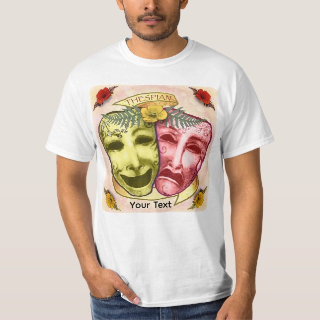 Camiseta Máscaras de Ator Amarelas Vermelhas (Frente)