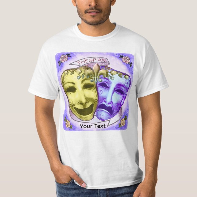 Camiseta Máscaras de Ator Amarelo Roxo (Frente)