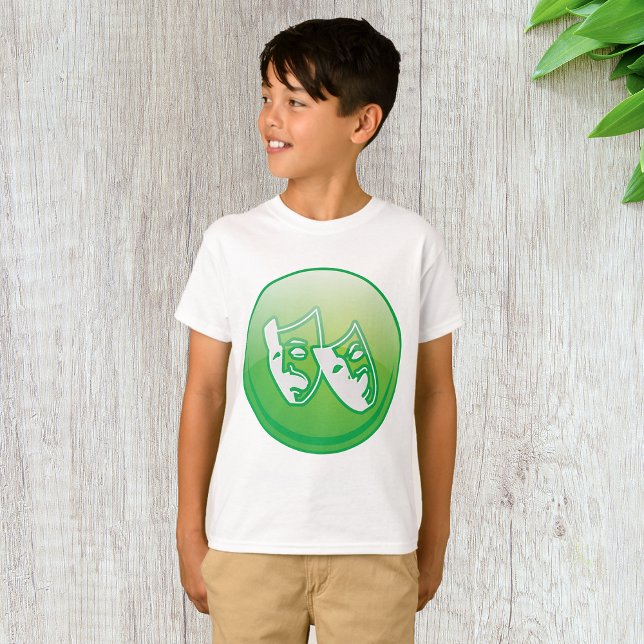 Camiseta Máscaras de Comédia e Tragédia Verde (Criador carregado)