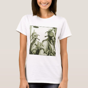 Camiseta Máscaras de Gás Militares Femininas Vintage Retro