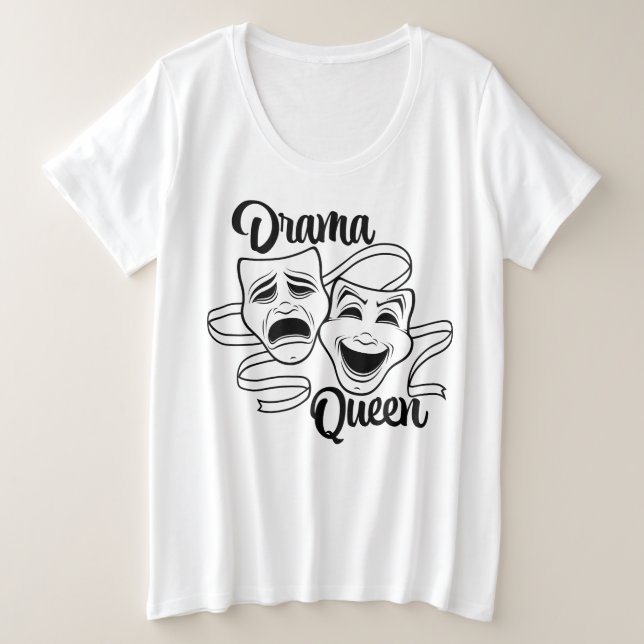 Camiseta Máscaras de Teatro de Comédia e Tragédia Rainha do (Frente do Design)