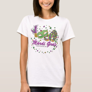 Camiseta Máscaras e Miçangas do Watercolor Mardi Gras