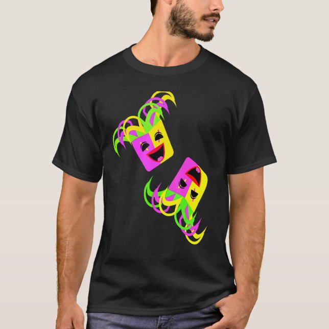 Camiseta Máscaras Rindo Cor Vibrante (Frente)