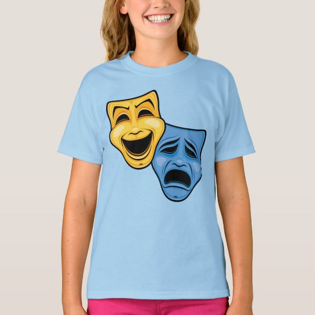 Camiseta Máscaras Teatrais Clássicas de Comédia e Tragédia (Frente)