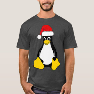 Camiseta Mascot Linux Tux o Geek do Nerd Penguin Santa Hat