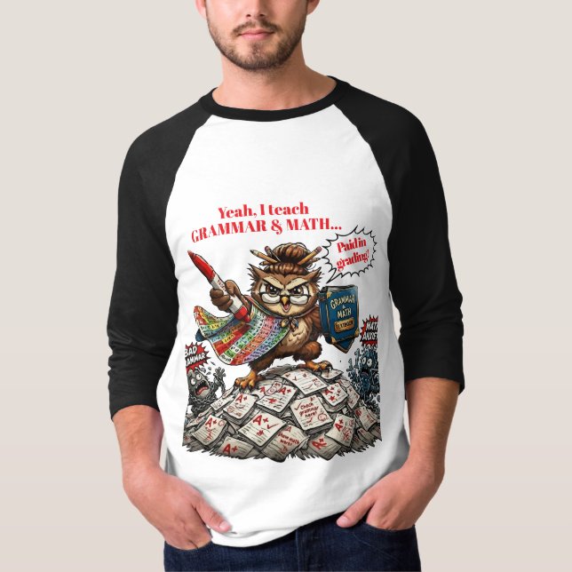 Camiseta Mascote Coruja Engraçada Professora - Herói da Gra (Frente)