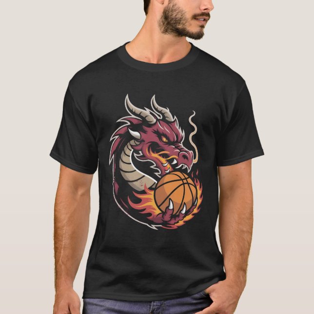 Camiseta Mascote de Basquete do Dragão Feroz Espírito de Eq (Frente)