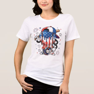 Camiseta Mascote de Beisebol Patriótico dos EUA Drip