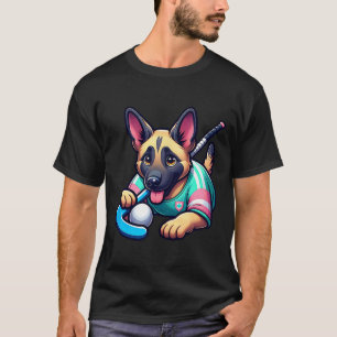 Camiseta Mascote de cachorrinho de hóquei em campo pastor a