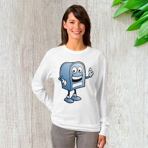 Camiseta Mascote de Caixa de Correio Feliz Caráter Azul